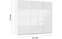 Goossens kledingkast finca combi glans mat glas wit hoogwaardig meubelplaat - 8244368-{merk}-finca-combi-sts-wit-schuifdeuren-02